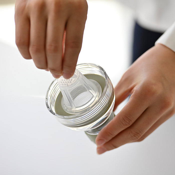 Hario Filter In Bottle Portable Cold Brew Tea Bottle - Smokey Pink (400ml)