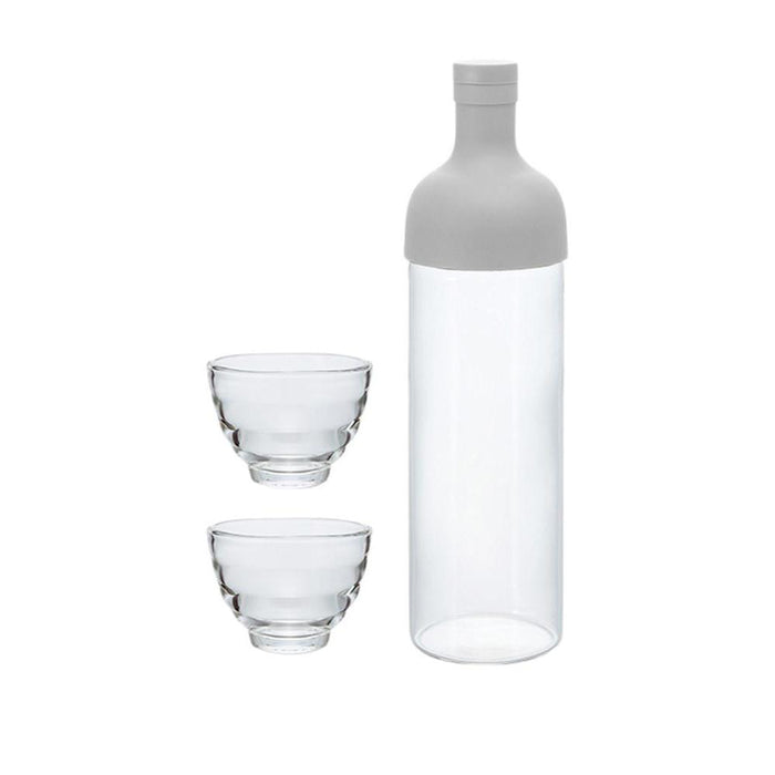 Hario Filter in Bottle and Tea Glass Set (Pale Grey)