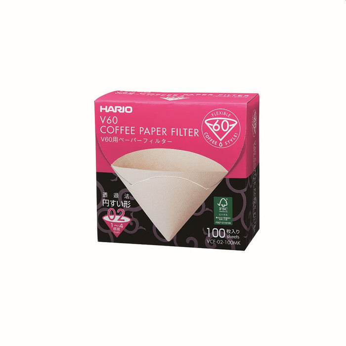 Hario V60 Coffee Filter Papers Size 02 - Brown - (100 Pack Boxed) (VCF-02-100MK)