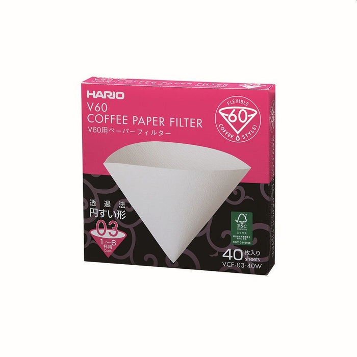 Hario V60 Coffee Filter Papers - Size 03 - White (40 pack)