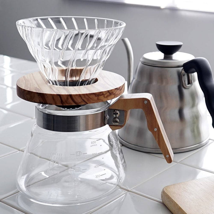 Hario V60 Glass Coffee Dripper Olive Wood Size 01